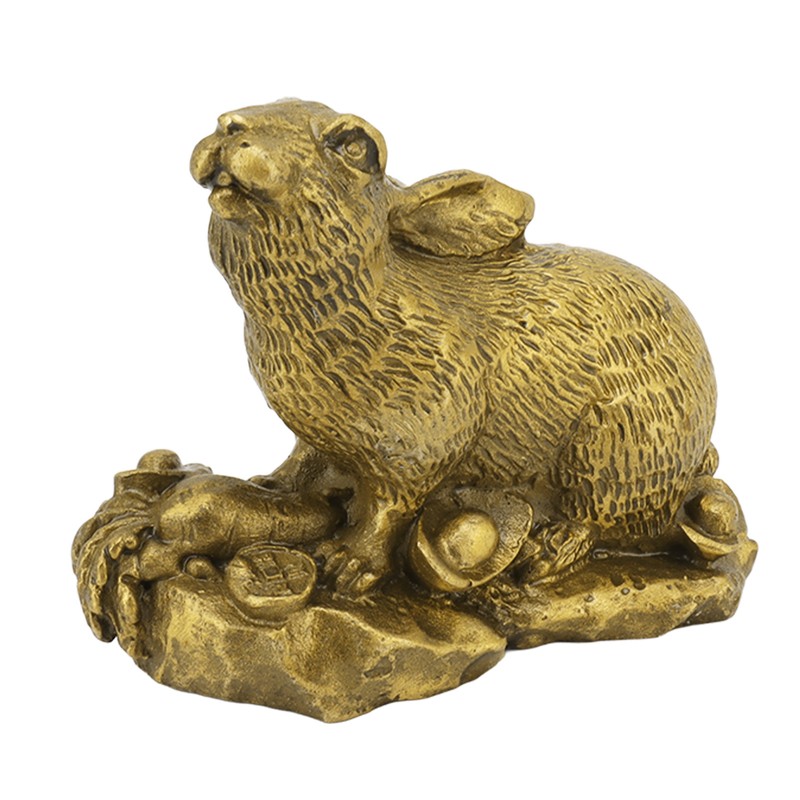Bunny Statue Sturdy Brass Retro Look Fine Details Stable Durable