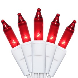 MULTI-SPARKING Red Christmas Lights 35 Count - Incandescent Mini Red Christmas Tree Lights for Valentines Day Decorations, 8.5 Feet White Wire Red String Lights