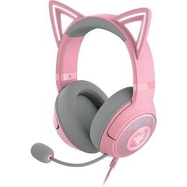 Razer Razer Kraken Kitty V2 USB Wired Headset: Chroma RGB Kitty Ears - Stream Reactive Lighting - HyperClear Cardioid Mic - 40 mm Drivers - 7.1 Surround Sound - Comfortable Ear Cushions - Quartz Pink