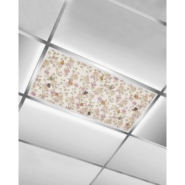 TOUBE 1 Pack Fluorescent Light Covers Flower Pattern Retro Butterfly Magnetic Light Cover Fluorescent Light Shade Panel Ceiling Magnetic Light Filters for Home Drop Ceiling, 4 x 2 Feet