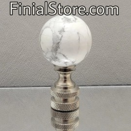 Unbranded Howlite Marble Gemstone 1" Ball Lamp Finials Nickel/Polishe - Howlite/Nickel