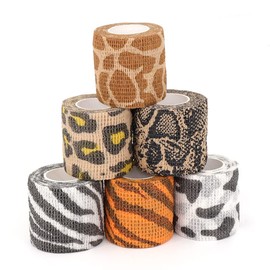 JpGdn 6 Rolls Self Adhesive Bandage Wrap 2 Inch Animal Print Wrap Cohesive Bandage for Dogs Cats Horses Birds Non-Woven Strong Sports Tape for Wrist Healing Ankle Sprain & Swelling