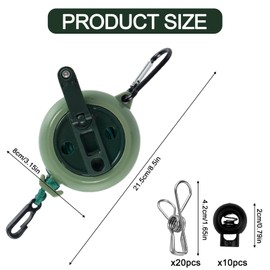 10M Portable Retractable Washing Line – Clothes Line with 10 Fixed Buckles & 20 Clips Indoor & Outdoor for Garden Balcony Camping Travel