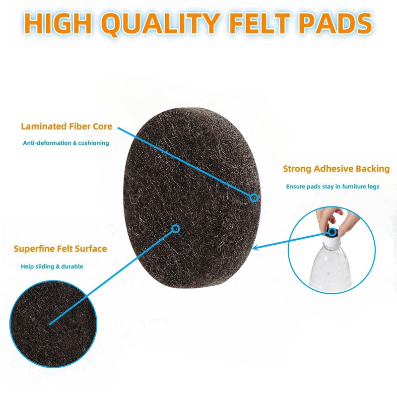 Furnigear Felt Pads Small 3/8" Felt Pads for Cabinet Doors