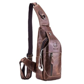 Xieben Leather Sling Bag for Men Outdoor Travel Sports Chest Bag Hiking Camping Casyak Crossbody Shoulder Pack Day Pack Backpack Pouch Purse