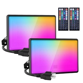 50W LED Flood Light Outdoor, 2700K Warm White RGB Flood Lights with Remote, DIY Color Changing Outdoor Lights, IP66 Waterproof Uplights for Events, Uplighting for Christmas, LED Stage Lights 2 Pack