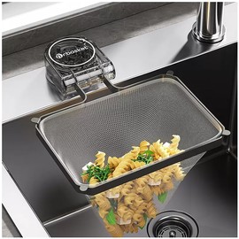EHERDM Folding Kitchen Sink Drain Strainer with 100Pcs Net Bags Rotating Suction Cup Drainage Basket Sink Food Catcher Disposable Mesh Strainer Gray