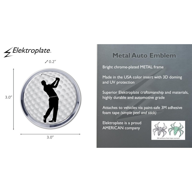 Elektroplate Golfer Swing All Metal Emblem for Automotive | Car