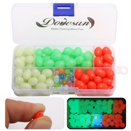 Dovesun Soft Rubber Fish Beads Accessories for Fishing Luminous Oval with Fishing Case 10 x 15 mm (0.39 x 0.59 in) 131 Pieces