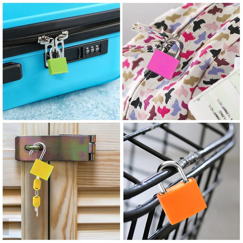 4 Pcs Suitcase Locks with Keys, Small Padlocks Luggage Locks