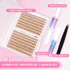 Eyelash Extensions Set, 280 Pieces, LANKIZ Brown Eyelashes, 20D C