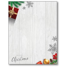 Silver, Gold and a Merry Christmas Stationery Paper - 80 Sheets of Letterhead for Winter & Holiday Events