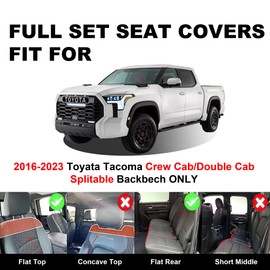 Truckiipa Tacoma Seat Covers Full Set,Oxford Truck Car Seat Protector Cushion Cover Custom Fit for 2016 2017 2018 2019 2020 2021 2022 2023 Tacoma Double/Crew Cab,Dog Car Seat Cover(Full Set/Gray)