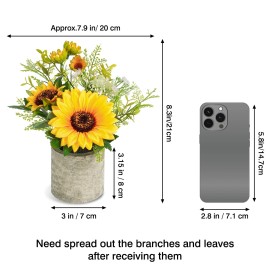 Cocoboo Sunflower Artificial Flowers Pot, Sunflower Decor, Yellow Fake Flower in Pots, f