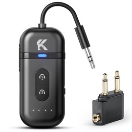 2026 Upgraded Bluetooth 5.4 Transmitter Receiver, 2-in-1 Airplane Bluetooth Adapter, Dual Device Pairing, with 3.5mm Aux Audio Jack for Travel, Aviation, Television, AirPods, Car