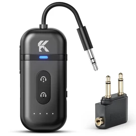2026 Upgraded Bluetooth 5.4 Transmitter Receiver, 2-in-1 Airplane Bluetooth Adapter, Dual Device Pairing, with 3.5mm Aux Audio Jack for Travel, Aviation, Television, AirPods, Car