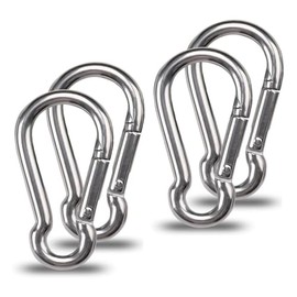 Luoqun88 Carabiner Heavy Duty 304 Stainless Steel M6 Carabiner Snap Hook Gauge Steel Carabine Swivel Spring Clip for Outdoor Hiking Camping Fishing (Not for Climbing 8PCS)