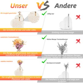 WenmthG Mum Gift Hand Carved Wooden Heart with Beautiful Eternal Flowers - as Birthday, Mother's Day, Christmas, Retirement, Gifts for Mum