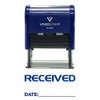 RECEIVED W/Fecha Line SELF-INKING Oficina Sello de hule, Azul