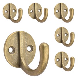 Alele Single Prong Hook Hanger,Robe Towel Hooks,Zinc Die Cast, Set of 6 (Single Prong Round Hook 6p)