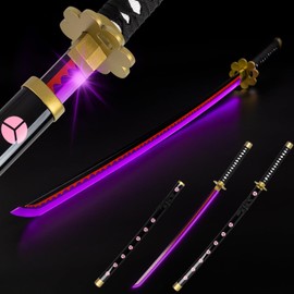 Adust Lighting Up Roronoa Zoro Sword Illuminated Anime Sword, Zoro Cosplay Costume 41 inch Overall, Japanese Zoro Katana Samurai Sword for Cosplay
