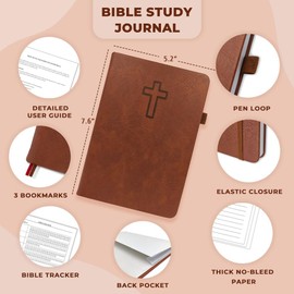 JOTFLY Bible Study Journal - Church Notes Notebook for Note Taking & Reflection - Guided Bible Study Notebook - Faith-Based Religious Gifts & Bible Study Supplies (Vintage Brown)
