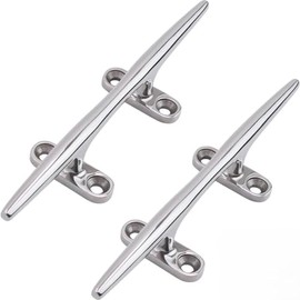 Buchan Marine Boat Dock Cleats Heavy Duty Corrosion Resistant Open Base Mounting Cleats - 6" Stainless Steel 2 Pack