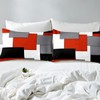 Red Grey White Black Comforter Cover Teens Geometric Square Duvet