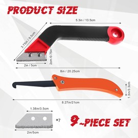 FENQURO Tile Scraper Tile Remover with 7 Replacement Blades 9 Pieces Cleaning Tool Set for Tile Kitchen Bathroom Walls Floors
