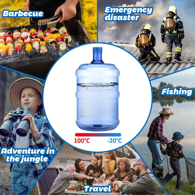 Bokon 2 Pieces 5 Gallon Water Jugs Round Plastic Water