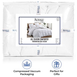 ROYALE LINENS Cal King Comforter - Down Alternative Bedding Comforters - Lightweight Quilted Comforter with Corner Tab - Soft Luxury Hotel Qualify Duvet Insert (White)