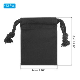 PATIKIL 100% Cotton Reusable Drawstring Bags, 3x4 Inch 12 Pack Multipurpose Washable Cotton Dust Bags, Luggage Organizer, Travel Essentials Storage Pouch, Black