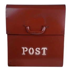 NACH FZ-M1002RD CJ Powder Coated Finish Wall Mounted Post Box Metal Mailbox for Parcels, 12.6 x 7.5 x 14.5 Inches, Rustic Red
