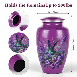 suruim Purple Hummingbird Urns for Human Ashes Adult Female, Urn Ashes Women, Urns Human Ashes, Cremation Urns Women, Urn Ashes Adult Mom Mother Keepsakes Ashes Loved (Large)
