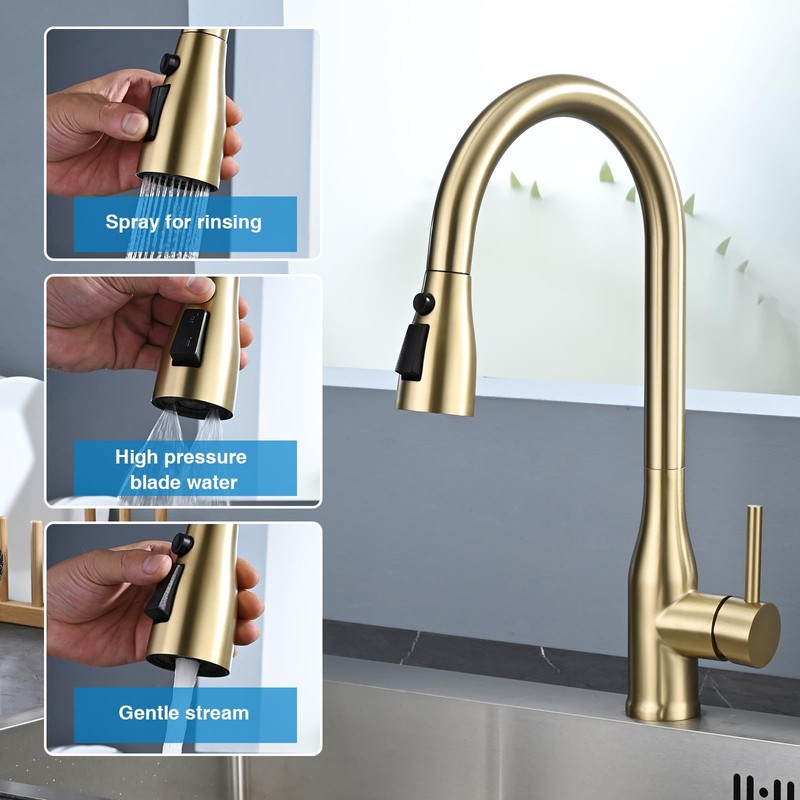 Metal Kitchen Faucet Head Replacement, 3 Functions Kitchen Faucet Head