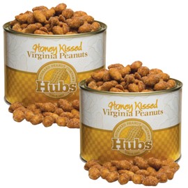 Hubs Peanuts Honey Kissed - Premium Virginia Nuts with All-Natural Sweet Honey Coating Flavor - Super Extra-Large Virginia Peanuts - Crunchy Delight Snacks - Vacuum-Sealed Tin - 2 Packs of 20 oz Cans