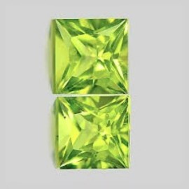 Unbranded PERIDOT GEM PRINCESS CUT LIME GREEN FACETED GENUINE GEMSTONE NATURAL SQUARE 4mm