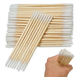 HUAJJ 400 Pcs Pointed Cotton Buds, Cotton Buds Pointed Tip, Wooden Nail Sticks for Eyebrow Tattoo, Beauty, Makeup, Colored Nail Stitching