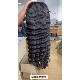 High Quality 15a Single Donor Human Hair Wigs Natural Black Cuticle Aligned Wigs Raw Burmese Curly Hair Wigs for Black Womenstyle: wig deep wave, color: HD 13*4 closure wig, Stretched Length: 4 Inches bundle