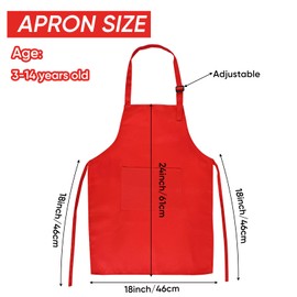 NACHLYNN 4 Pieces Kids Apron Adjustable Toddler Apron with 2 Pockets Kids Painting Aprons for Kids Painting Cooking Baking Crafts Activity (Red)