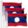 G128 3 Pack: Laos Laotian Flag 3x5 Ft LiteWeave Pro