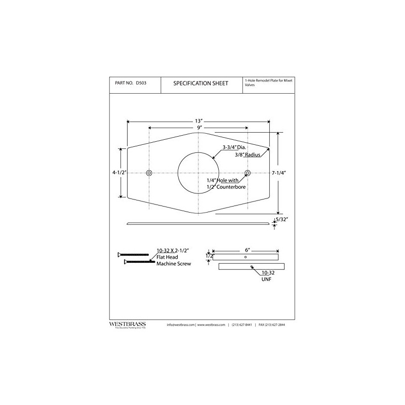 Westbrass One-Hole Remodel Plate for Mixet, Matte Black, D503-62, 13
