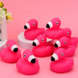 15PCS Cartoon Flamingo Rubber Squeeze Pink Flamingo Toys Floating Squeaky Flamingo Bath Toy