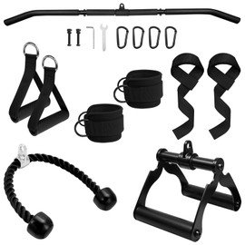 Topfinder Cable Machine Attachment Set for Gym,LAT Pulldown Attachment,Home Gym Accessories for Weight Machine (9PSC Set)