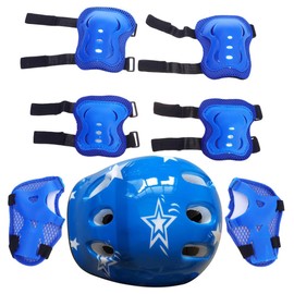 WHAMVOX Comprehensive Boys and Girls Protective Gear Set 7pcs Skating Helmet Kit w Pads Elbow Pads Kneepads and Helmet for Sports Activities