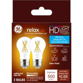 GE Relax HD Soft White 60W Clear Ceiling Fan A15 (2-Pack)