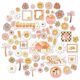 Paper Die Cuts - Groovy - for Summer Sunshine Beach Snow Cone Popsicle Ice Cream Swimming Pool Floatie Flip Flop Sandal - Over 60 Die Cuts - 80lb Scrapbook - by Miss Kate Cuttables