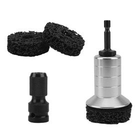 Fukaisu Wheel Hub Cleaning Tool, Brake Stud Cleaner Kit Fits 1/2" Impact Wrench Wheel Hub Resurfacing Kit Includes 2 Pads and 1 Adapter Ideal for Car Truck Maintenance (Silver)