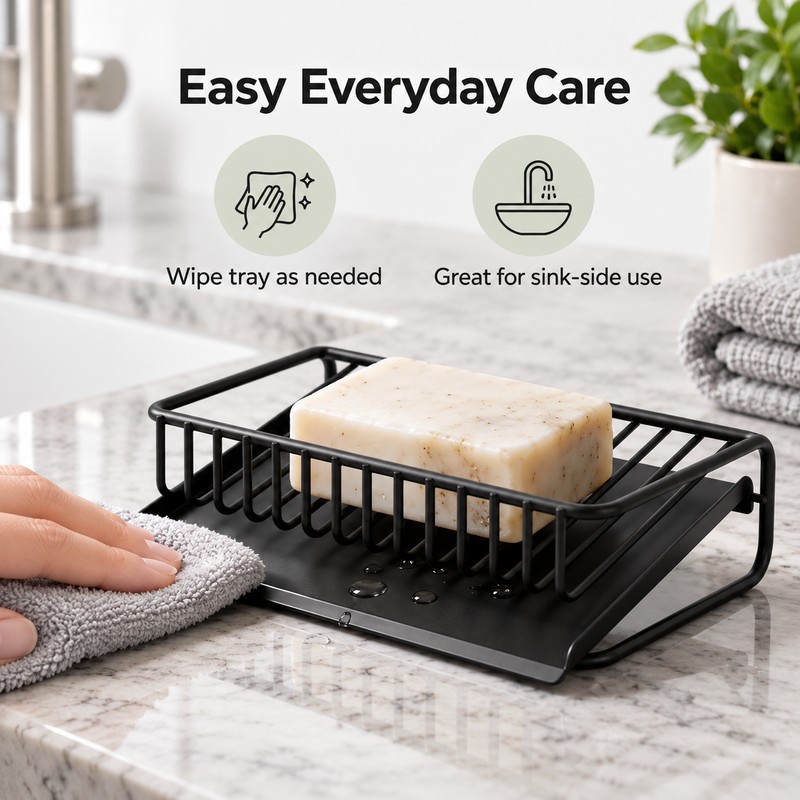 Bathroom Soap Holder Draining Rack, Self-Draining Soap Dish with Anti-Slip