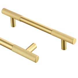 Druvlium Gold Cabinet Handles 10 Pack 7.6 Inch (192mm) Hole Spacing Gold Drawer Pulls,Knurled Brushed Gold Cabinet Pulls and Gold Kitchen Cabinet Handles